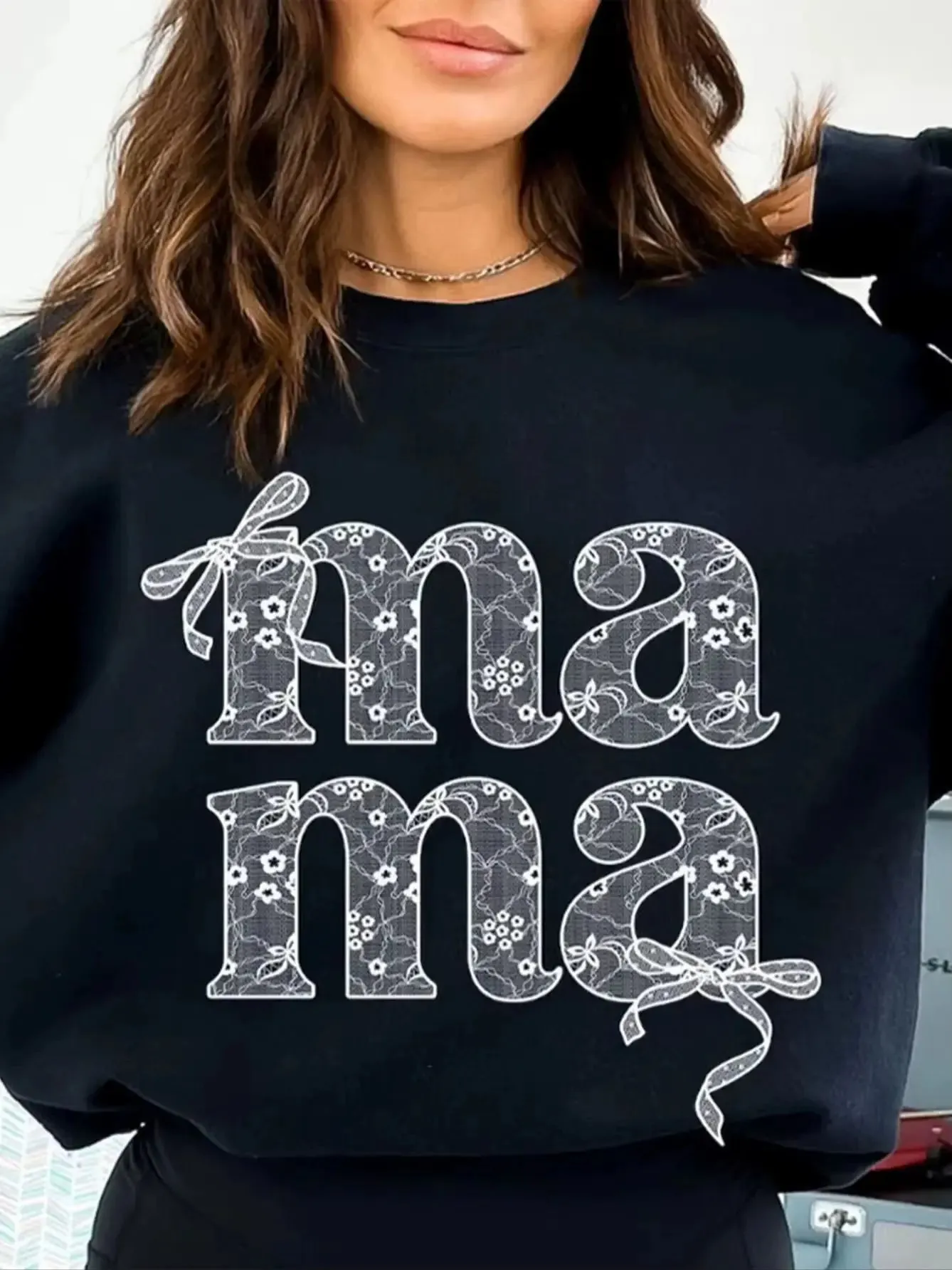Mother's Day Iron-On Sticker – Lace Mama Bow DIY Transfer for Clothes