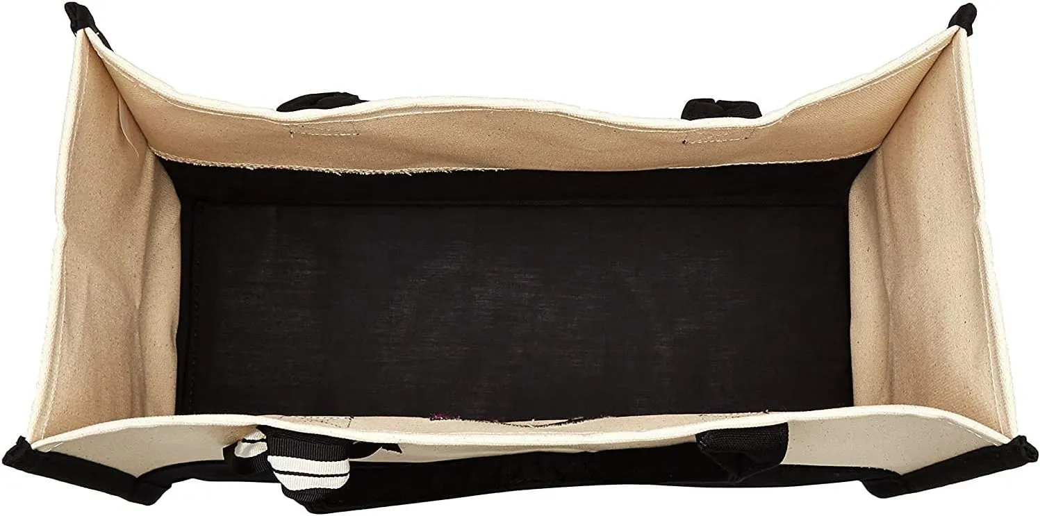 Mud Pie Classic Black and White Canvas Tote Bag, BLANK, 17" x 19" x 2"
