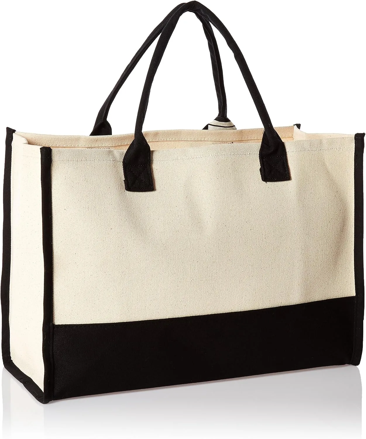 Mud Pie Classic Black and White Initial Canvas Tote Bags (B), 100% Cotton, 17" x 19" x 2"