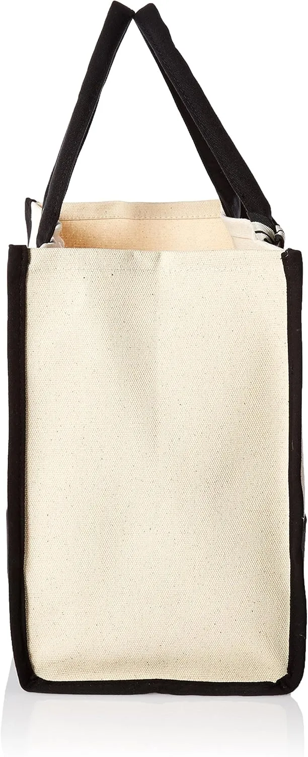 Mud Pie Classic Black and White Initial Canvas Tote Bags (R), 100% Cotton, 17" x 19" x 2"