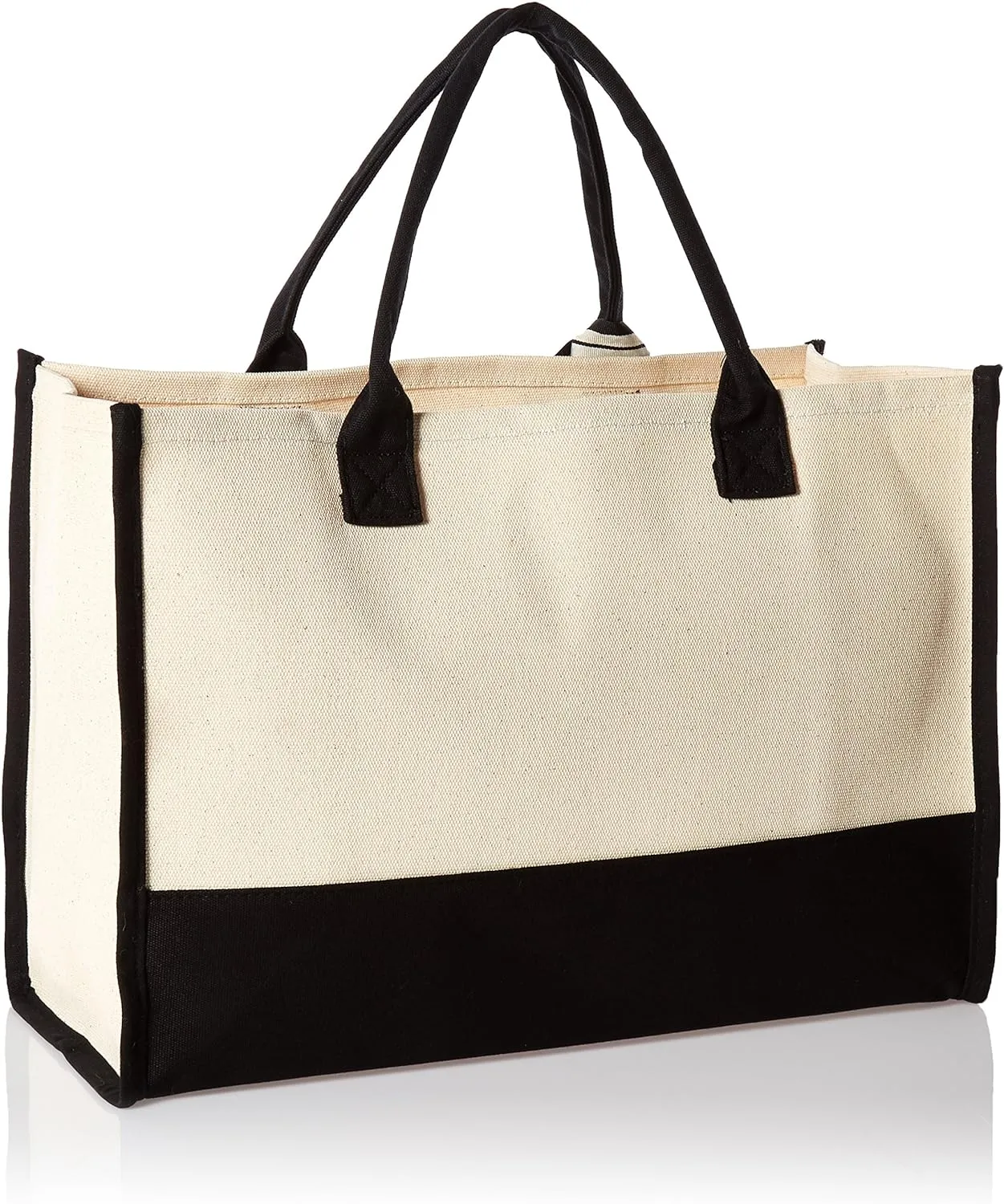 Mud Pie Classic Black and White Initial Canvas Tote Bags (R), 100% Cotton, 17" x 19" x 2"