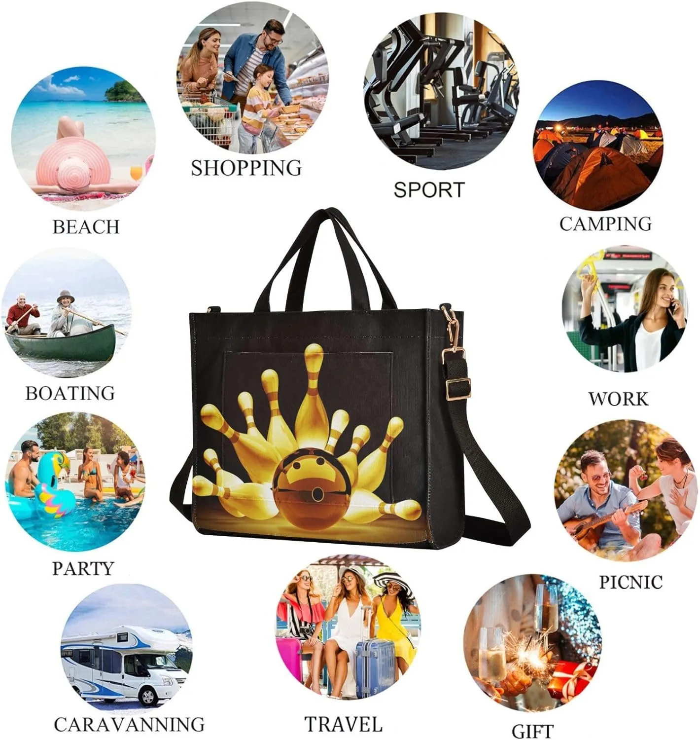 Naanle Chic Pattern Corduroy Satchel Tote Handle&Shoulder Bag for Men Women Work Weekender Travel Beach Shopping Gym