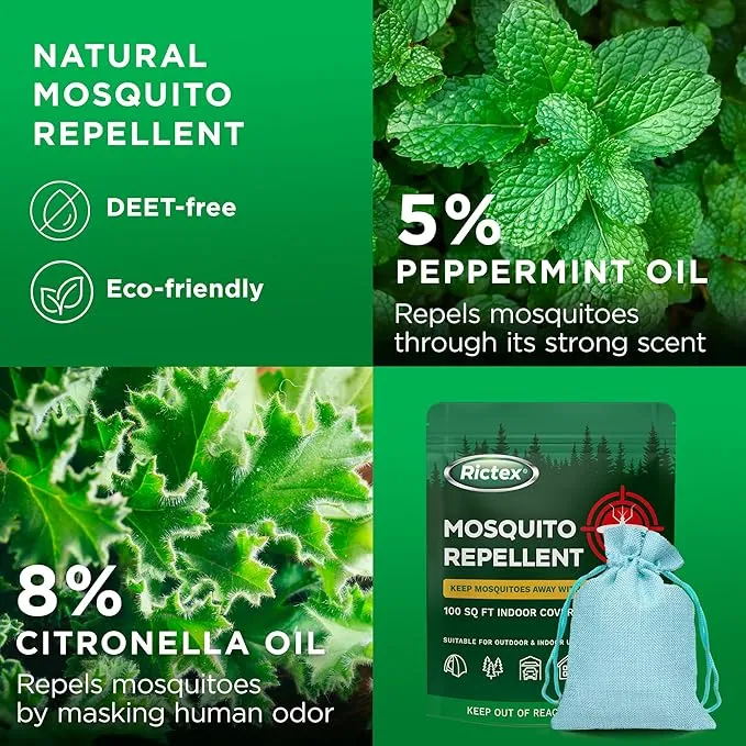 Natural Mosquito Repellent Outdoor Patio: 10 Portable Powerful Pouches for Mosquito Protection - No Electricity or Chemicals Needed - Enjoy Bug-Free Outdoor/Indoor Living with Family Friends
