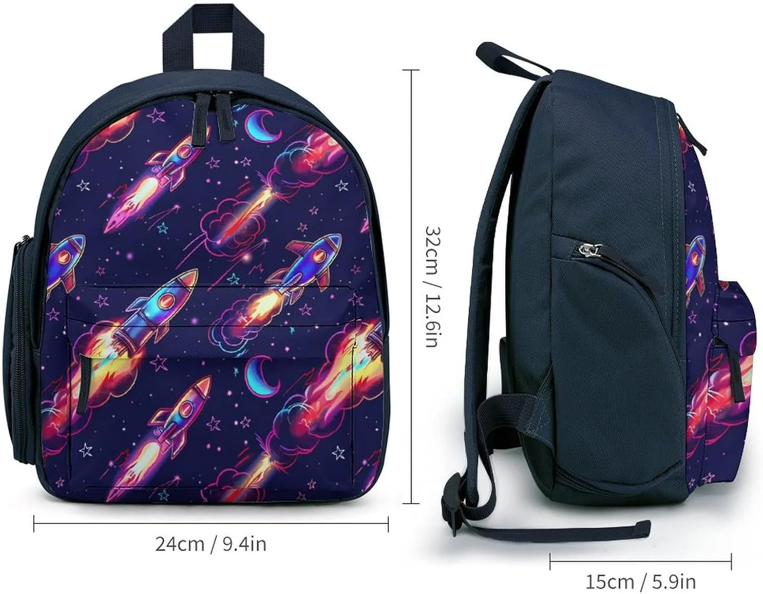 Neon Rocket Launch Backpack Lightweight Laptop Backpack Travel Daypack Business Work Bag for Men Women Blue-Color