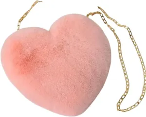 New 2026 Unisex Furry Women's Heart Shaped Handbags Cute Faux Fur Crossbody Lady Shopper Bags Shoulder Bag Purses Soft Totes Chain I8A9 Jewelry Fashion Trendy Accessories For Women And Men Men