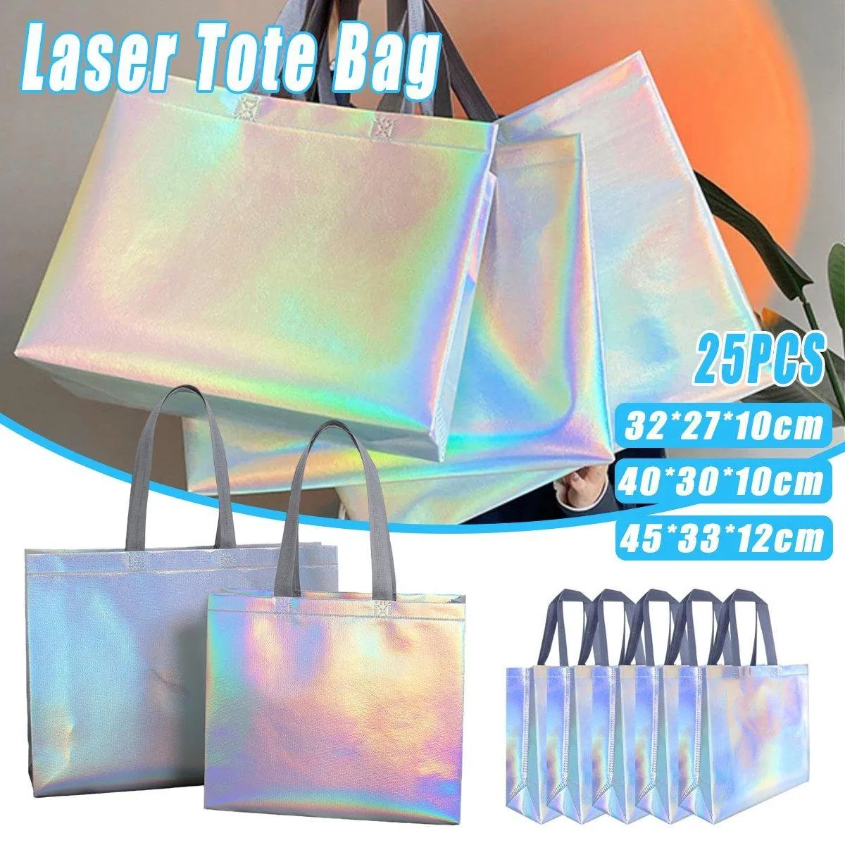 Non-woven fabric Irisdescent Tote Bag 25PCS