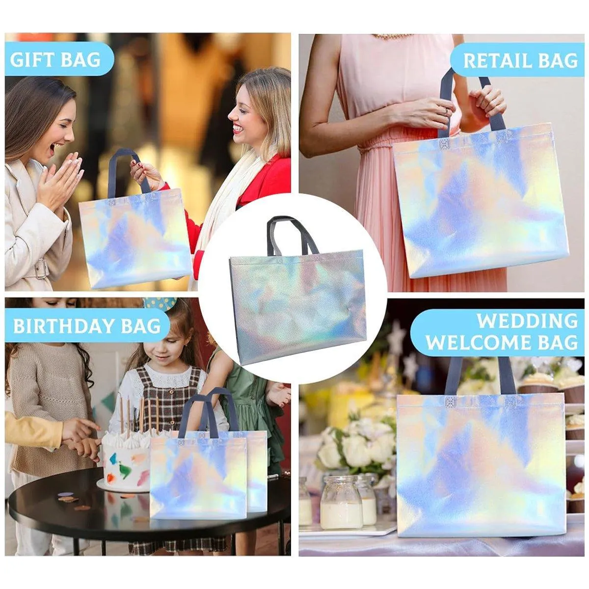 Non-woven fabric Irisdescent Tote Bag 25PCS