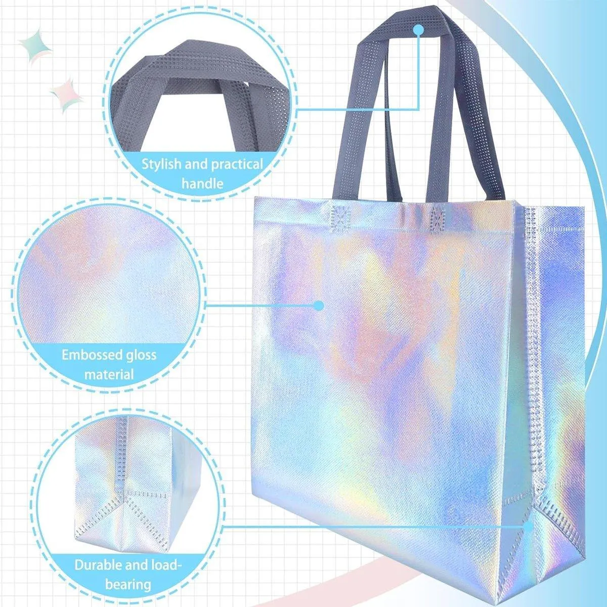 Non-woven fabric Irisdescent Tote Bag 25PCS