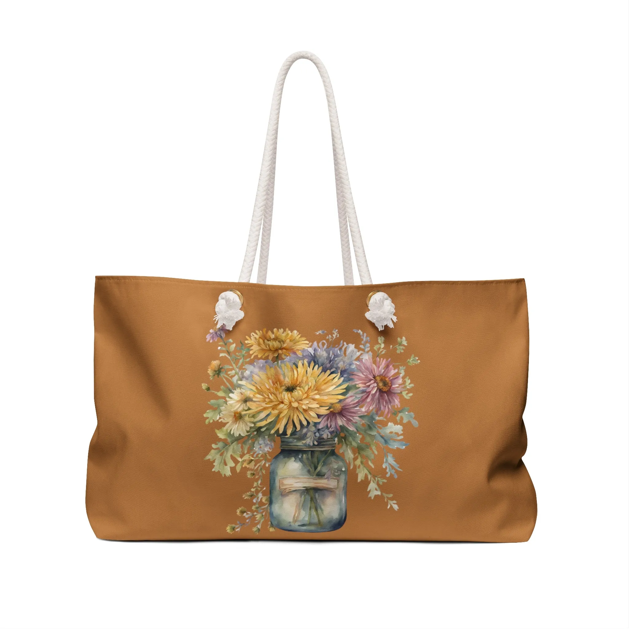 November Boho Weekender Bag, November Flower of the month, Bohemian Travel Bag, Chrysanthemum Flower