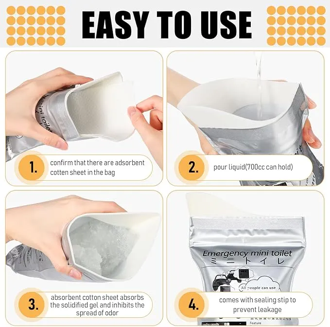 Nuogo 50 Pcs Disposable Urinal Bag Portable Camping Pee Bags Unisex Female Urinal Vomit Bags for Travel, Camping, Hiking for Women Men Kids Patient