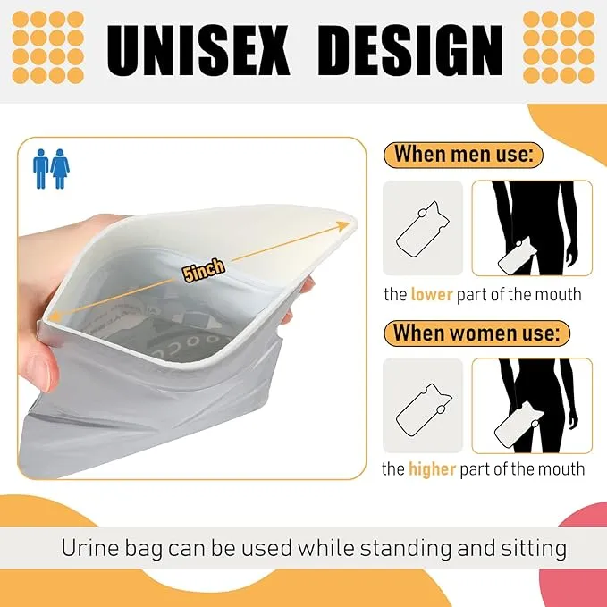Nuogo 50 Pcs Disposable Urinal Bag Portable Camping Pee Bags Unisex Female Urinal Vomit Bags for Travel, Camping, Hiking for Women Men Kids Patient