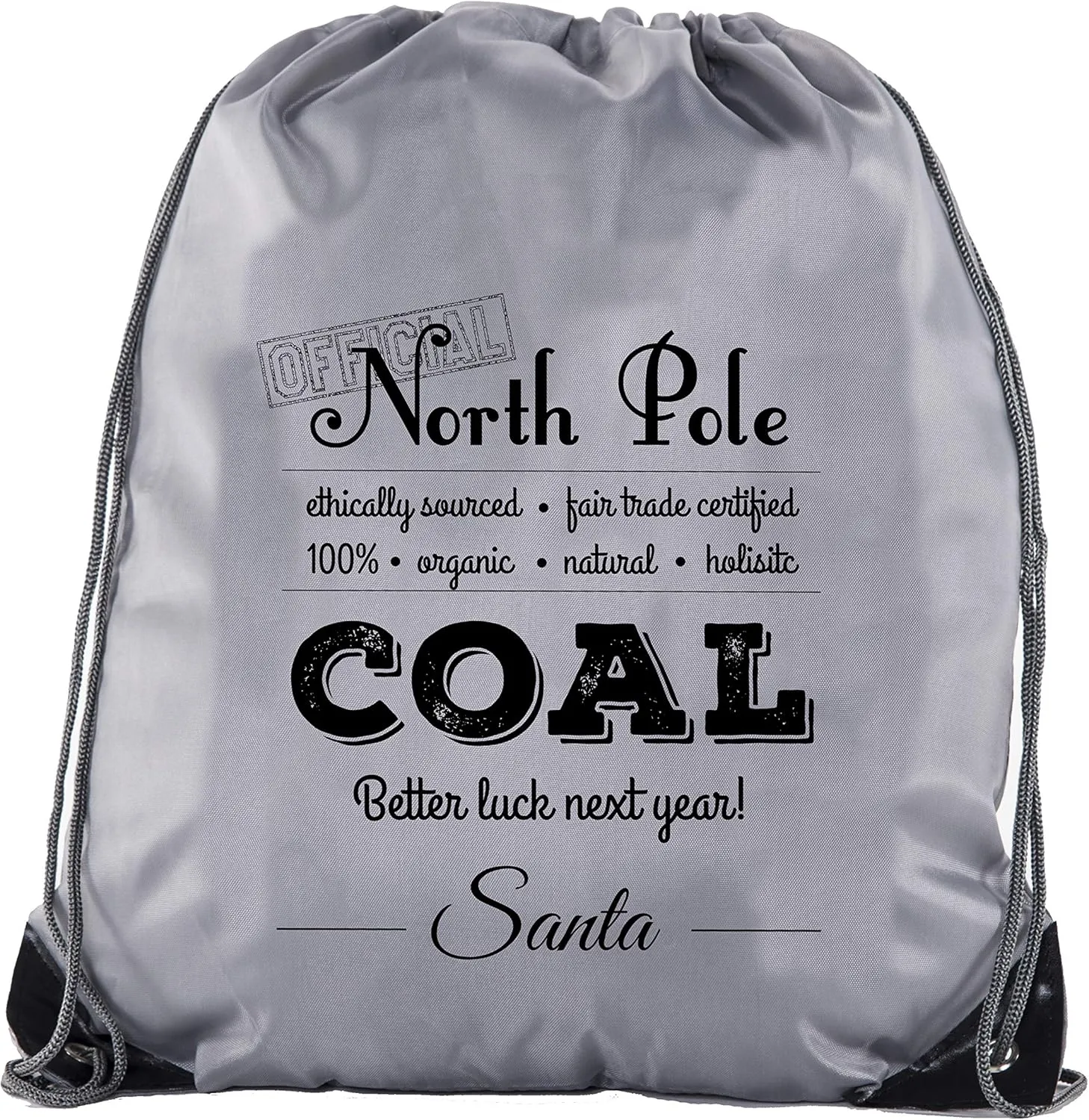 Official North Pole Coal Cinch Bag, Christmas Backpack, Santa Gift Bags!