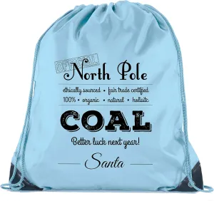 Official North Pole Coal Cinch Bag, Christmas Backpack, Santa Gift Bags!