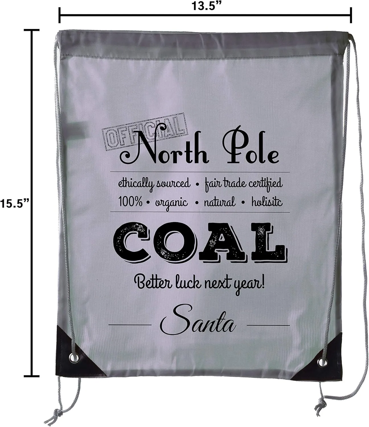 Official North Pole Coal Cinch Bag, Christmas Backpack, Santa Gift Bags!