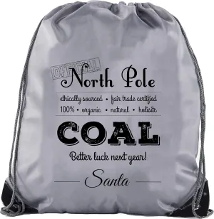 Official North Pole Coal Cinch Bag, Christmas Backpack, Santa Gift Bags!