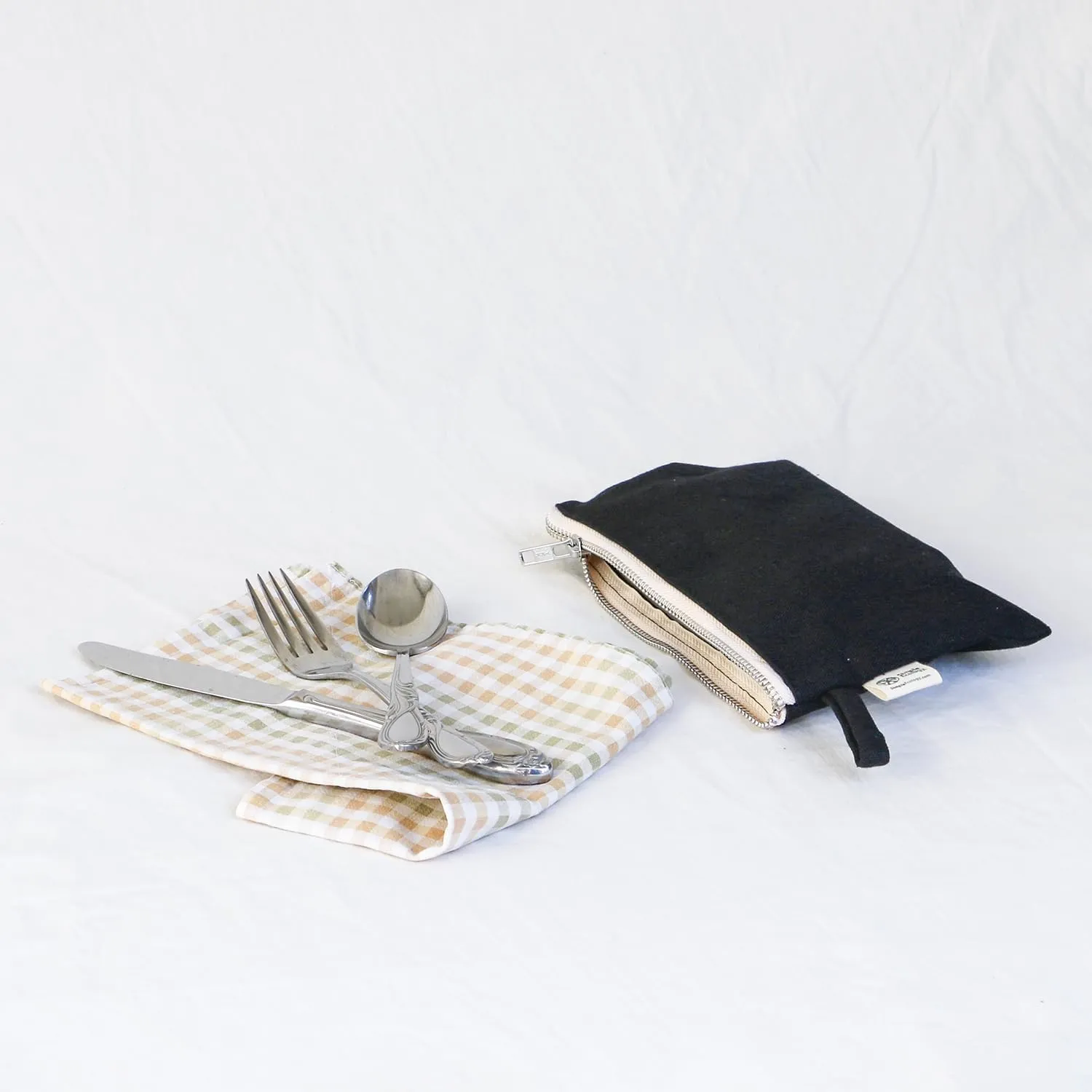 Organic Cotton Canvas Zipper Toiletry, Cosmetic, Travel, Pencil Pouch - Blue