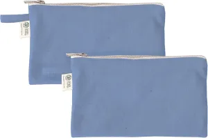 Organic Cotton Canvas Zipper Toiletry, Cosmetic, Travel, Pencil Pouch - Blue