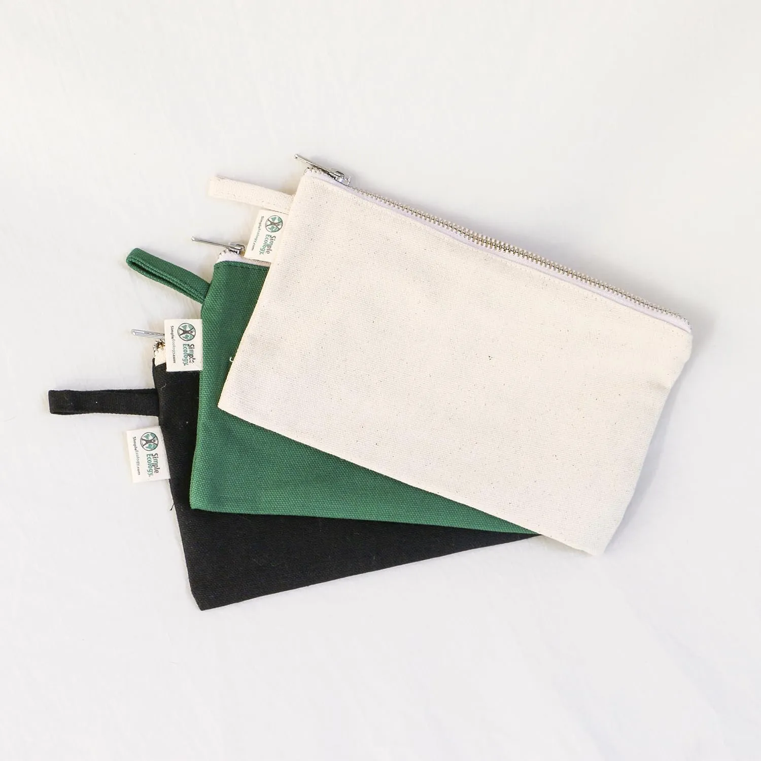 Organic Cotton Canvas Zipper Toiletry, Cosmetic, Travel, Pencil Pouch - Blue