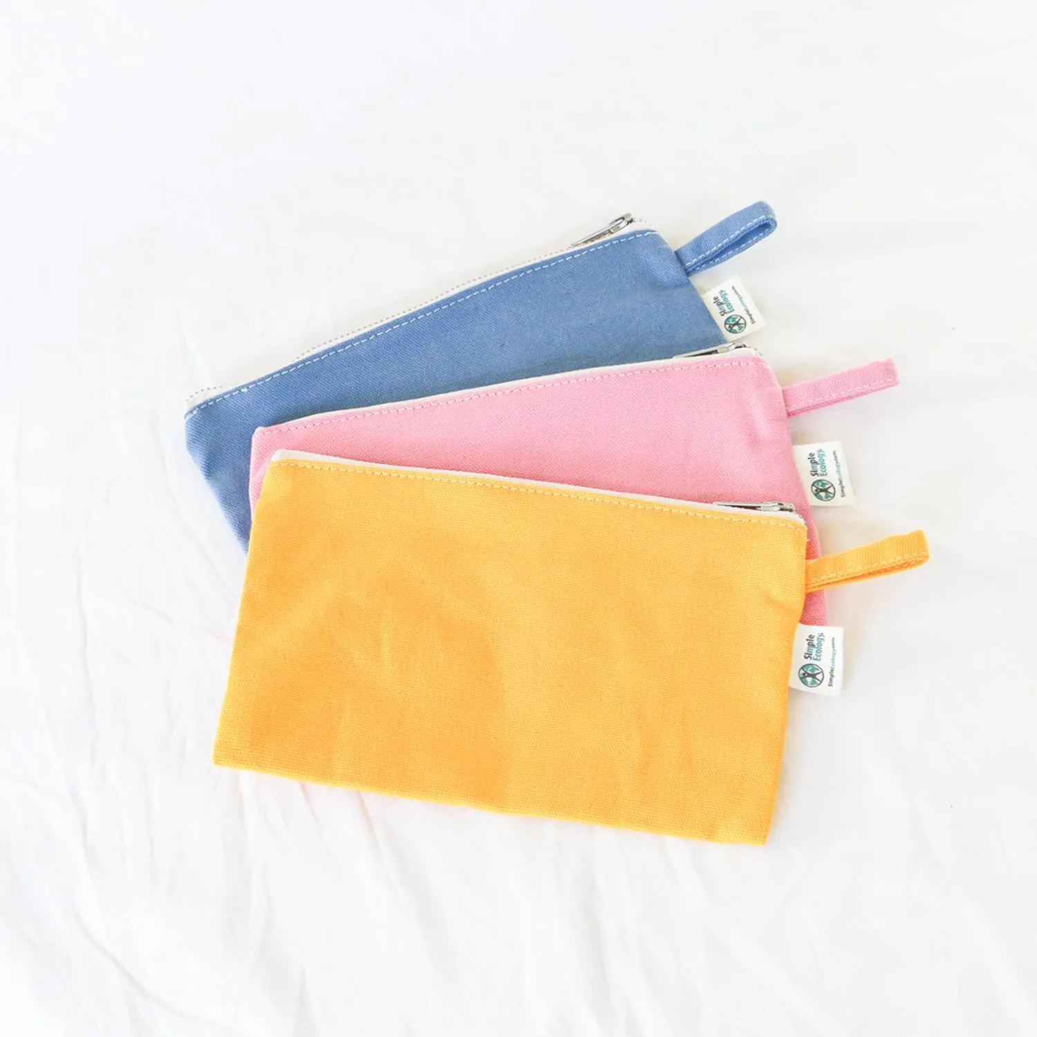 Organic Cotton Canvas Zipper Toiletry, Cosmetic, Travel, Pencil Pouch - Blue