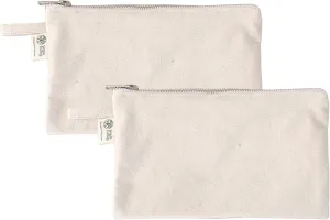 Organic Cotton Canvas Zipper Toiletry, Cosmetic, Travel, Pencil Pouch - Natural