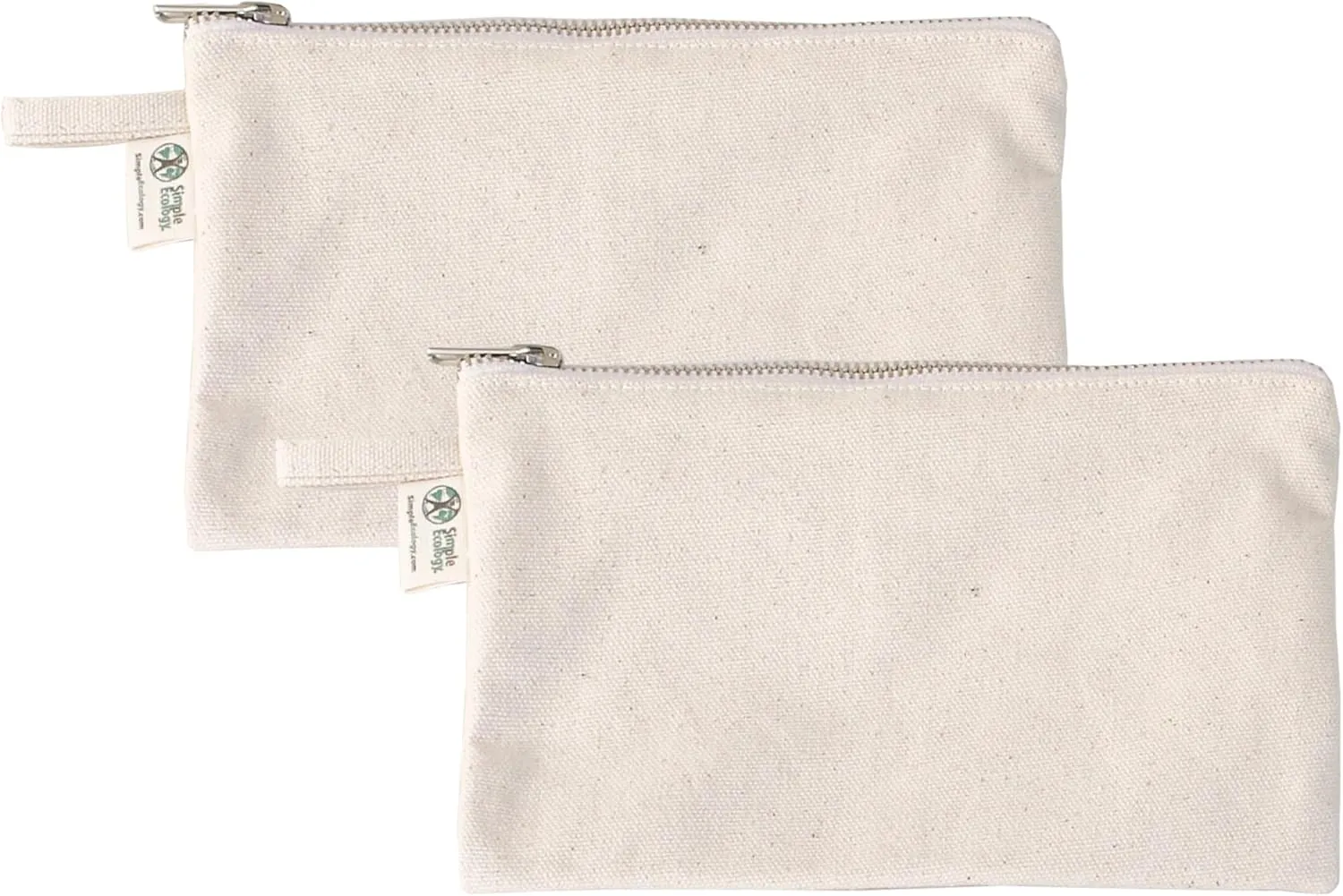 Organic Cotton Canvas Zipper Toiletry, Cosmetic, Travel, Pencil Pouch - Natural
