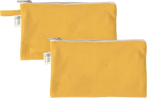 Organic Cotton Canvas Zipper Toiletry, Cosmetic, Travel, Pencil Pouch - Yellow