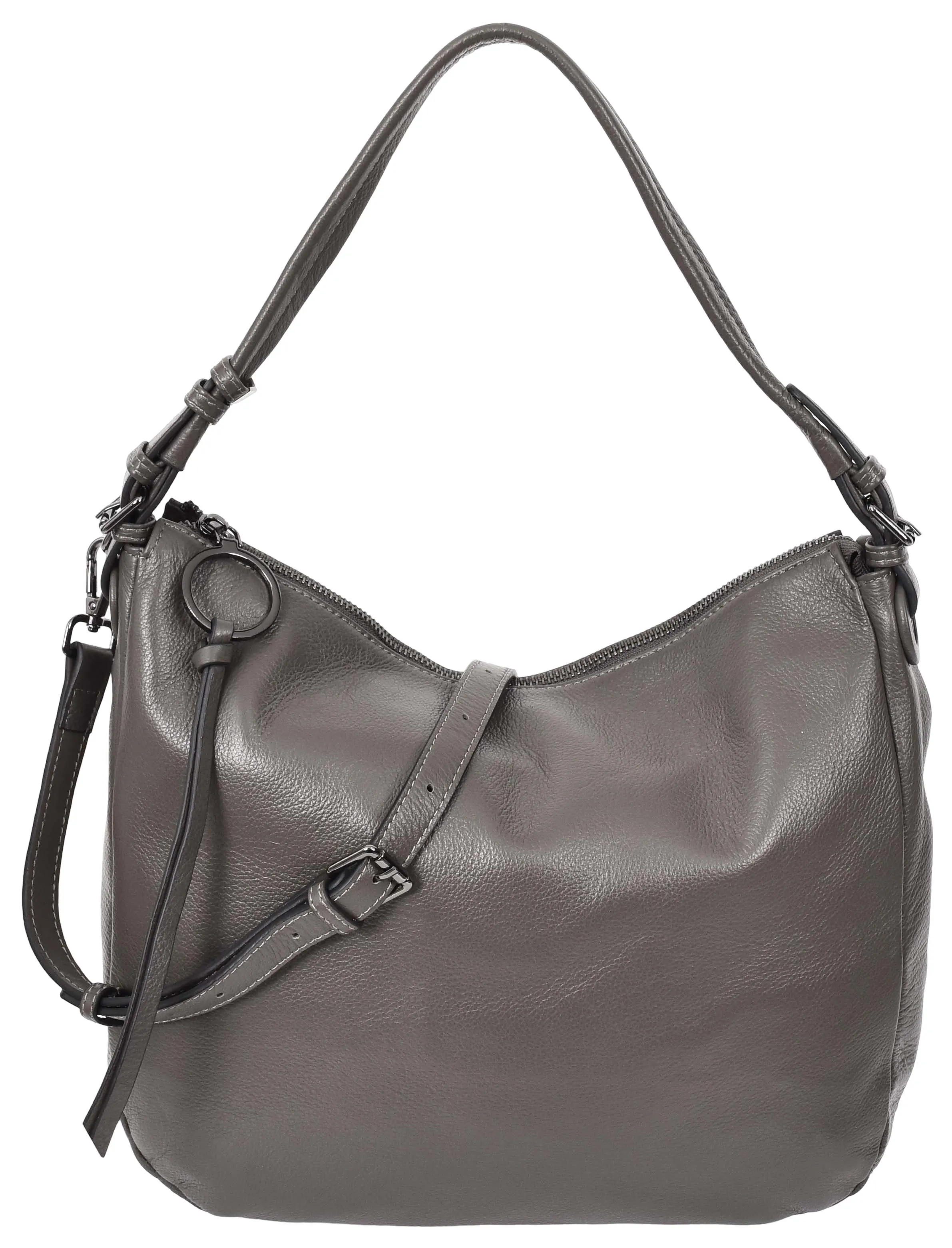 Ottawa Women's Genuine Leather Hobo Style Shoulder Handbag Grey