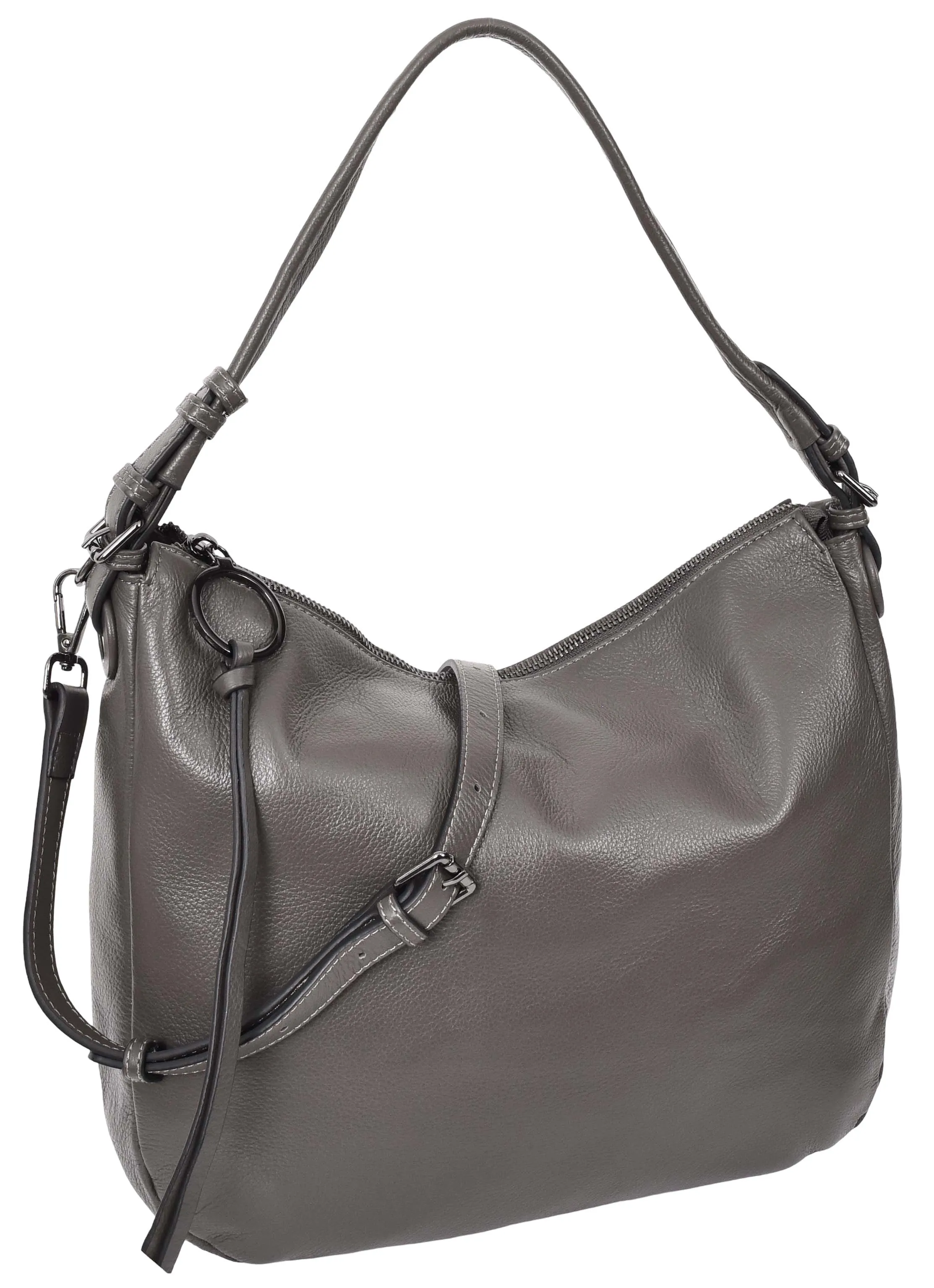 Ottawa Women's Genuine Leather Hobo Style Shoulder Handbag Grey