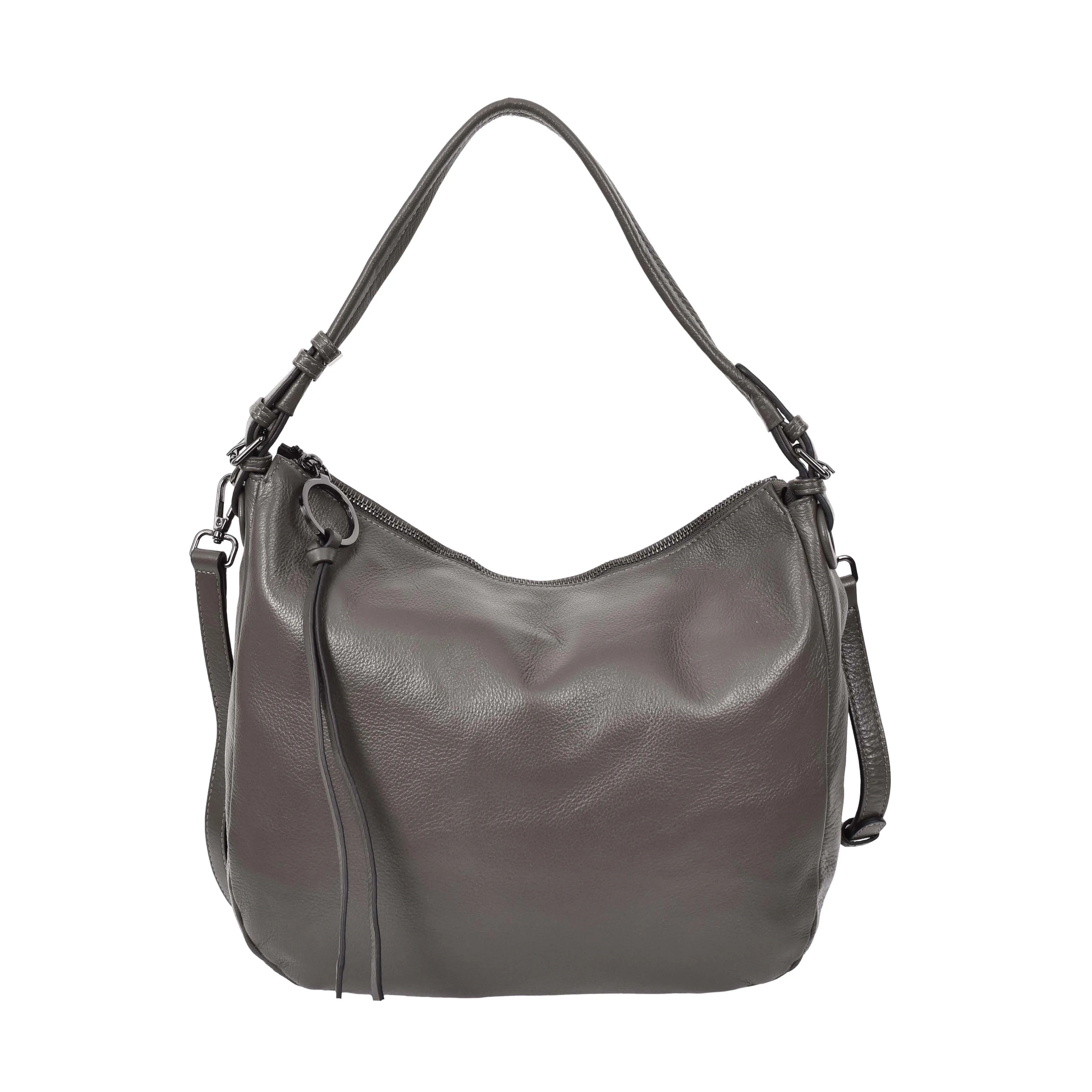 Ottawa Women's Genuine Leather Hobo Style Shoulder Handbag Grey