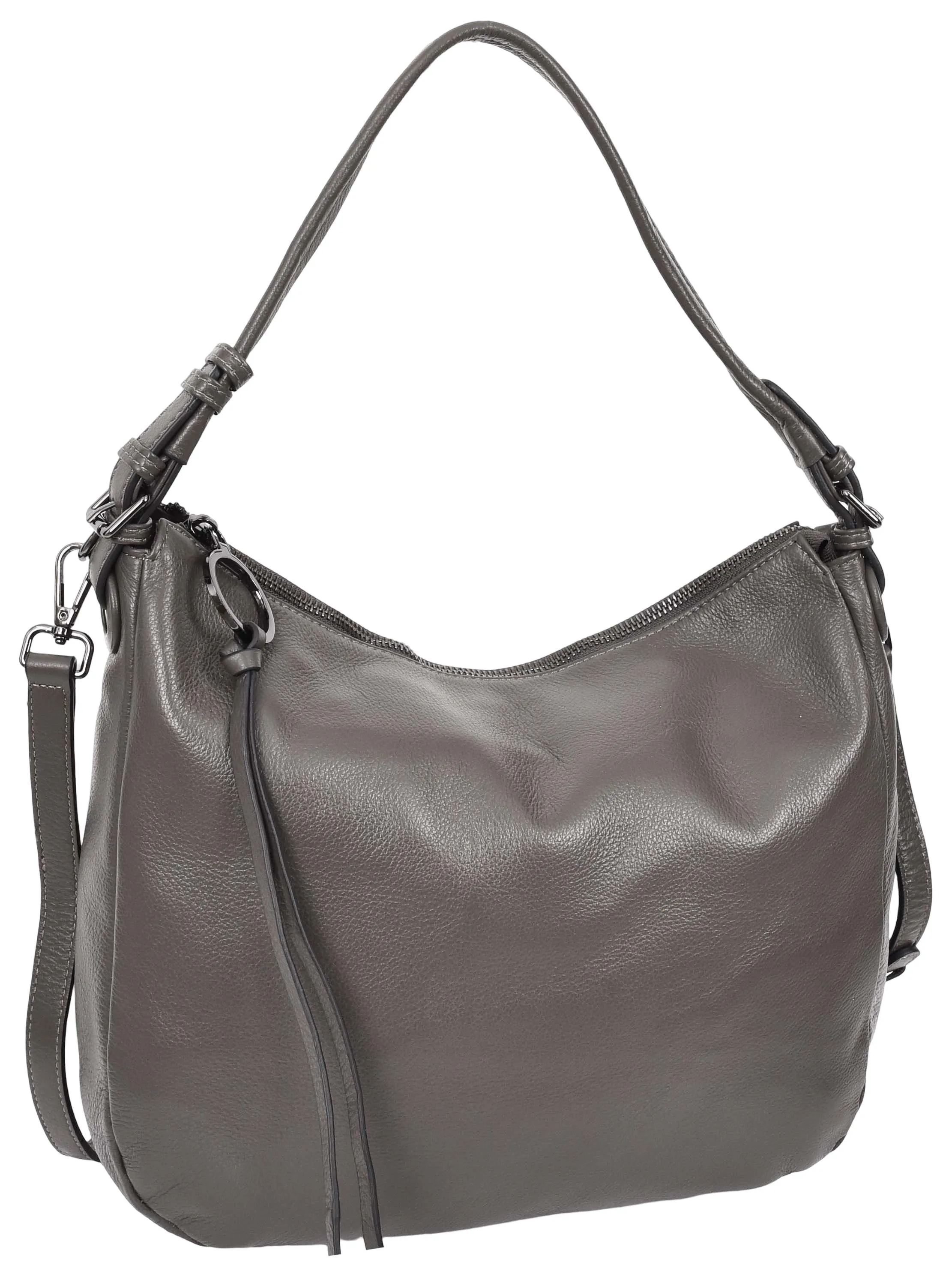 Ottawa Women's Genuine Leather Hobo Style Shoulder Handbag Grey