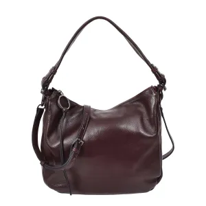 Ottawa Women's Genuine Leather Hobo Style Shoulder Handbag Purple