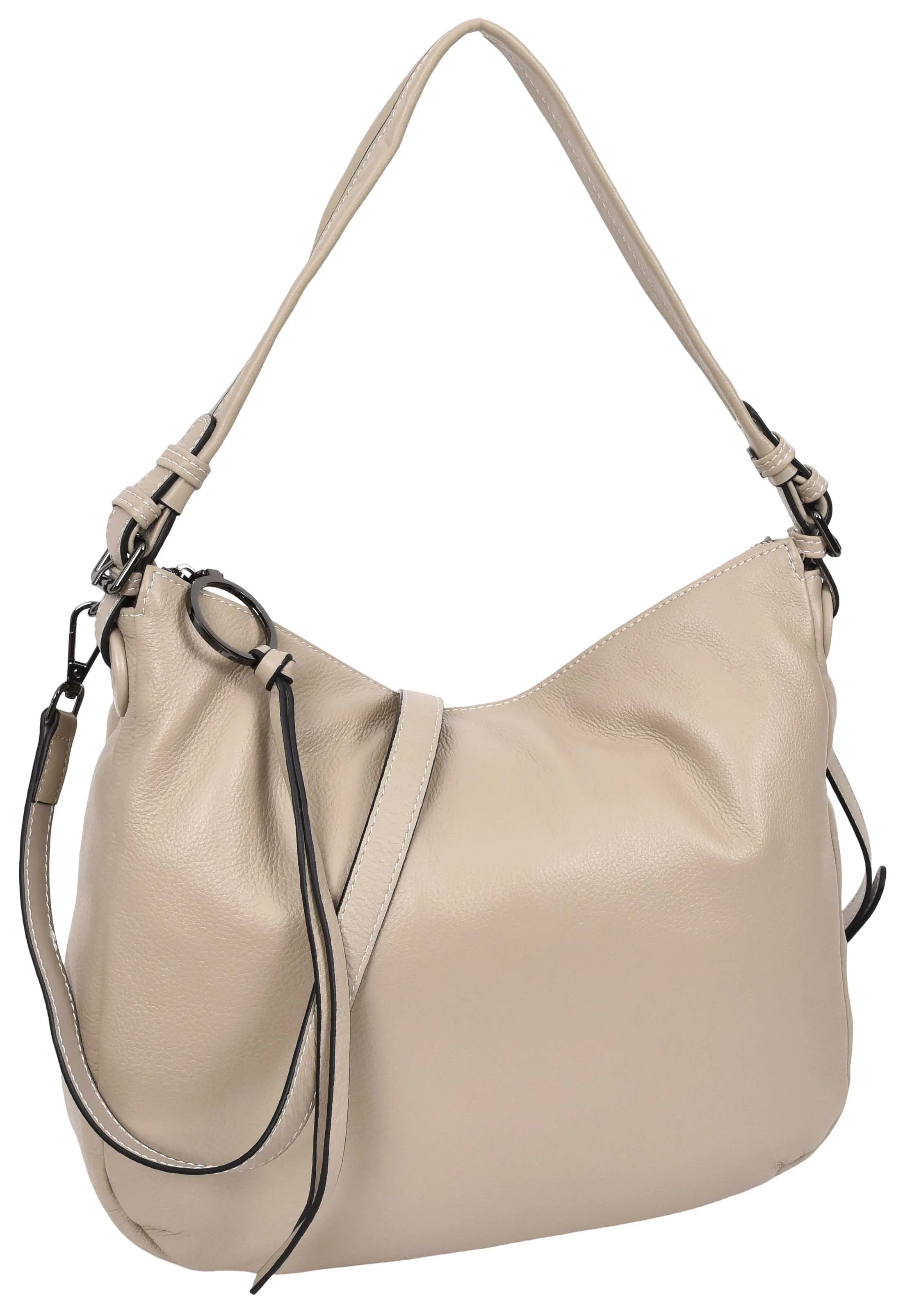 Ottawa Women's Genuine Leather Hobo Style Shoulder Handbag Taupe