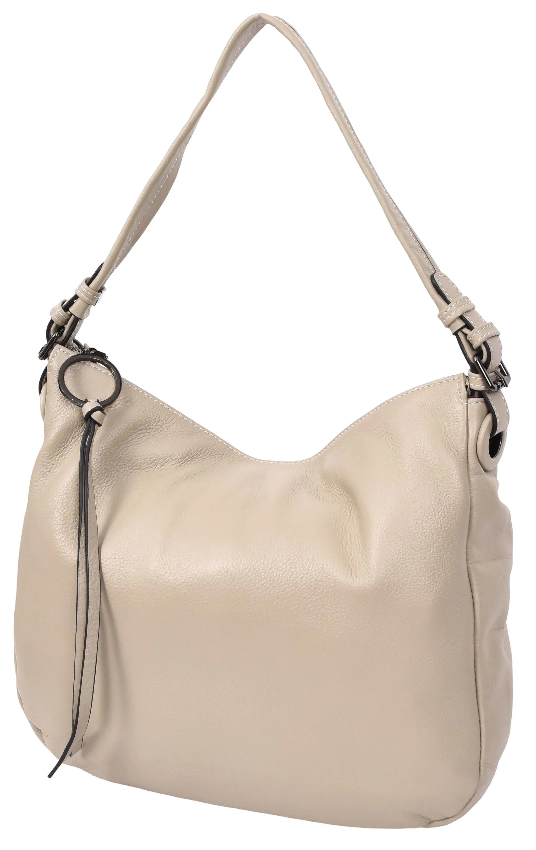 Ottawa Women's Genuine Leather Hobo Style Shoulder Handbag Taupe