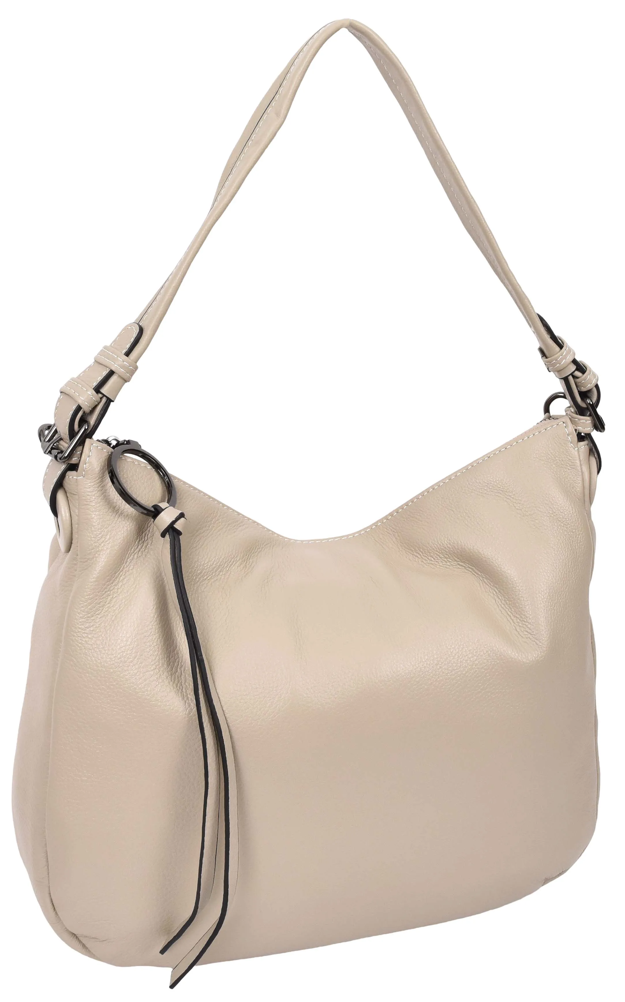 Ottawa Women's Genuine Leather Hobo Style Shoulder Handbag Taupe