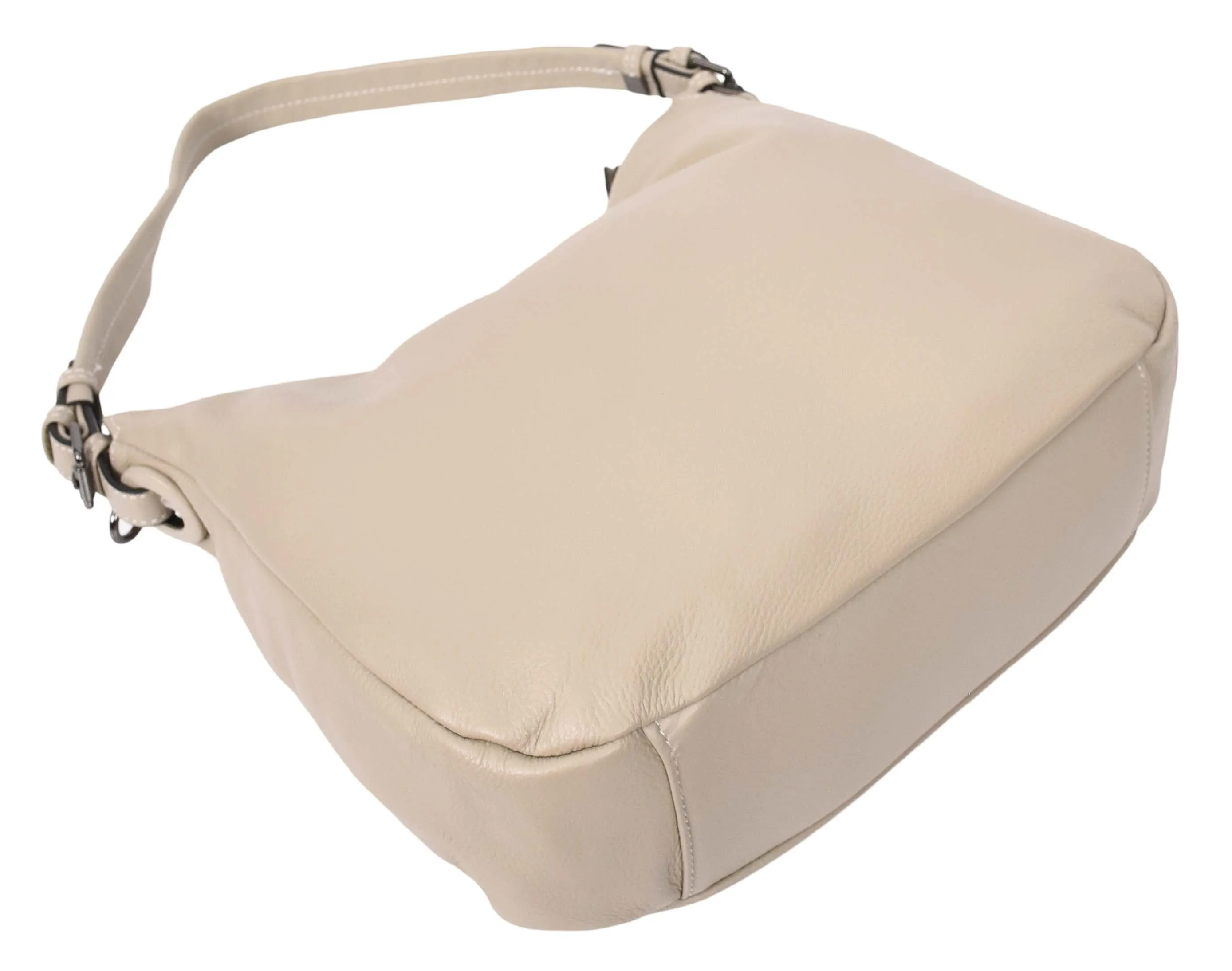 Ottawa Women's Genuine Leather Hobo Style Shoulder Handbag Taupe