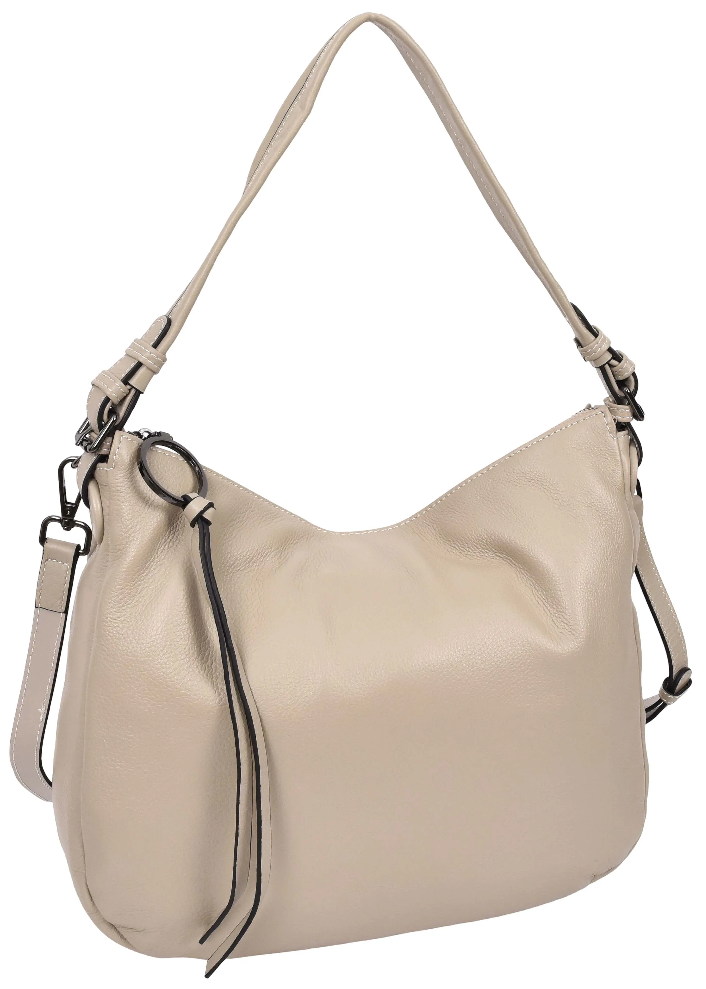 Ottawa Women's Genuine Leather Hobo Style Shoulder Handbag Taupe