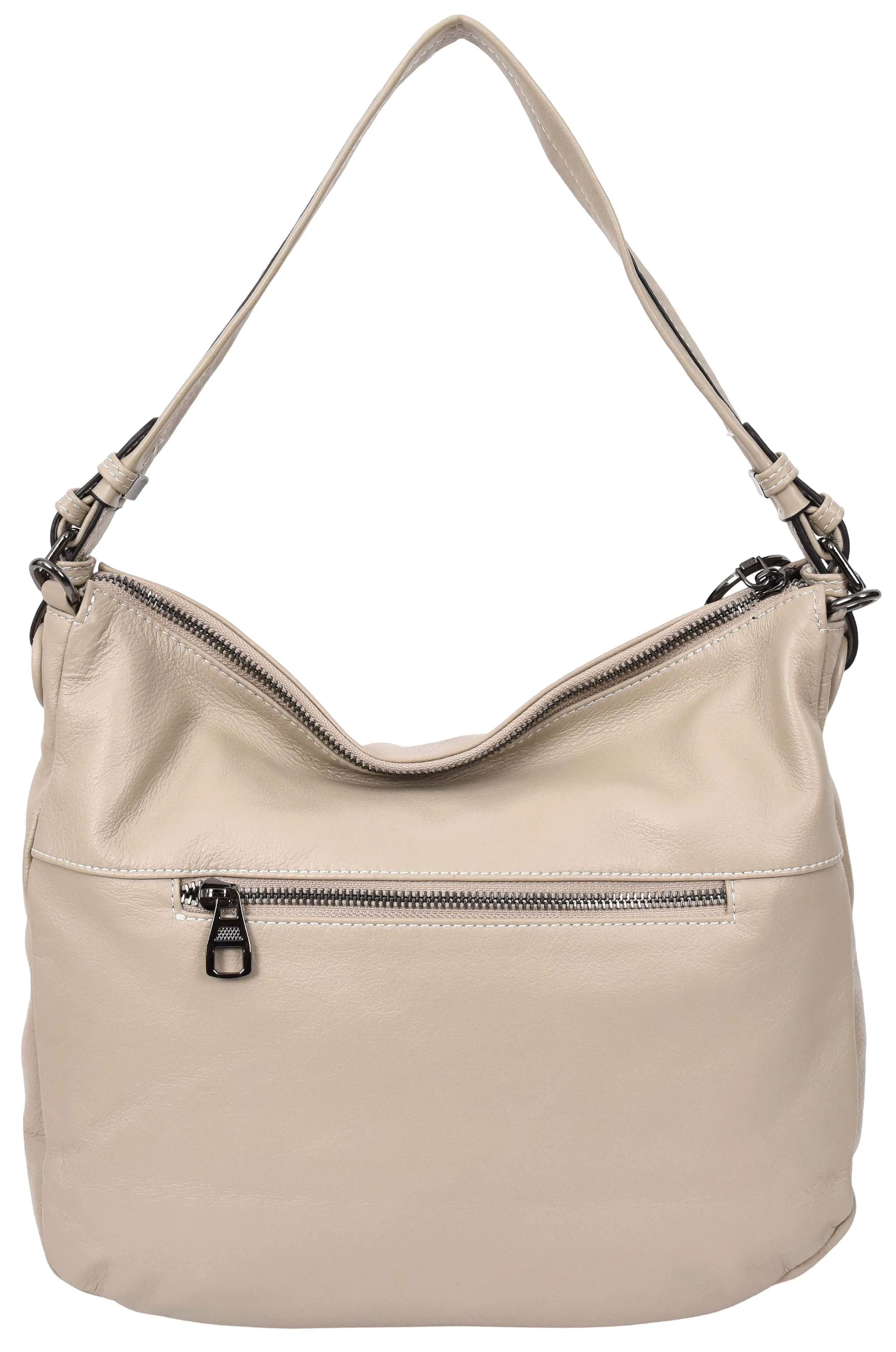 Ottawa Women's Genuine Leather Hobo Style Shoulder Handbag Taupe