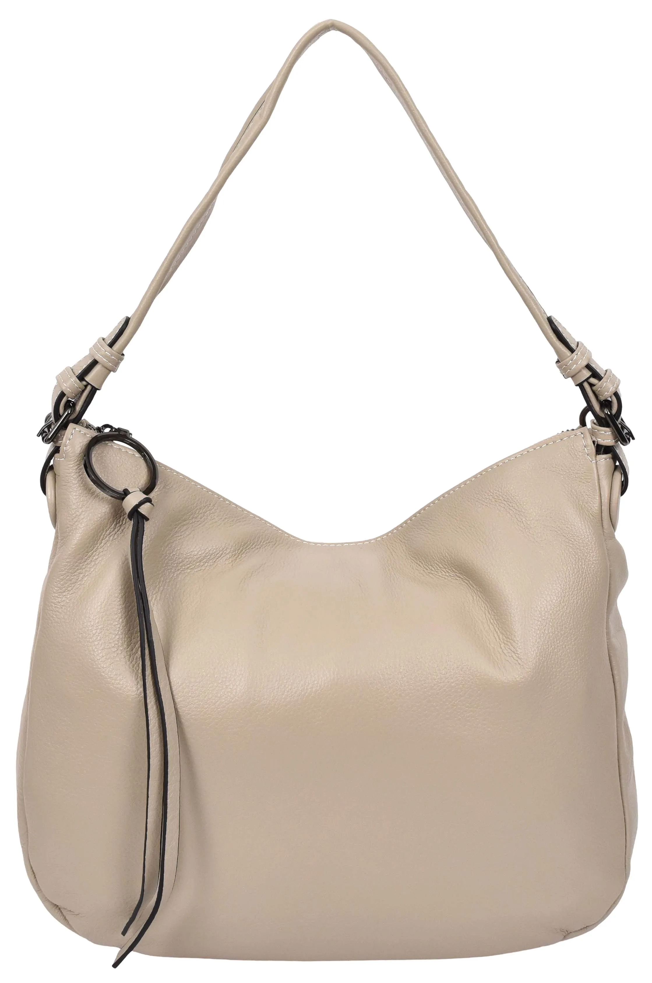 Ottawa Women's Genuine Leather Hobo Style Shoulder Handbag Taupe