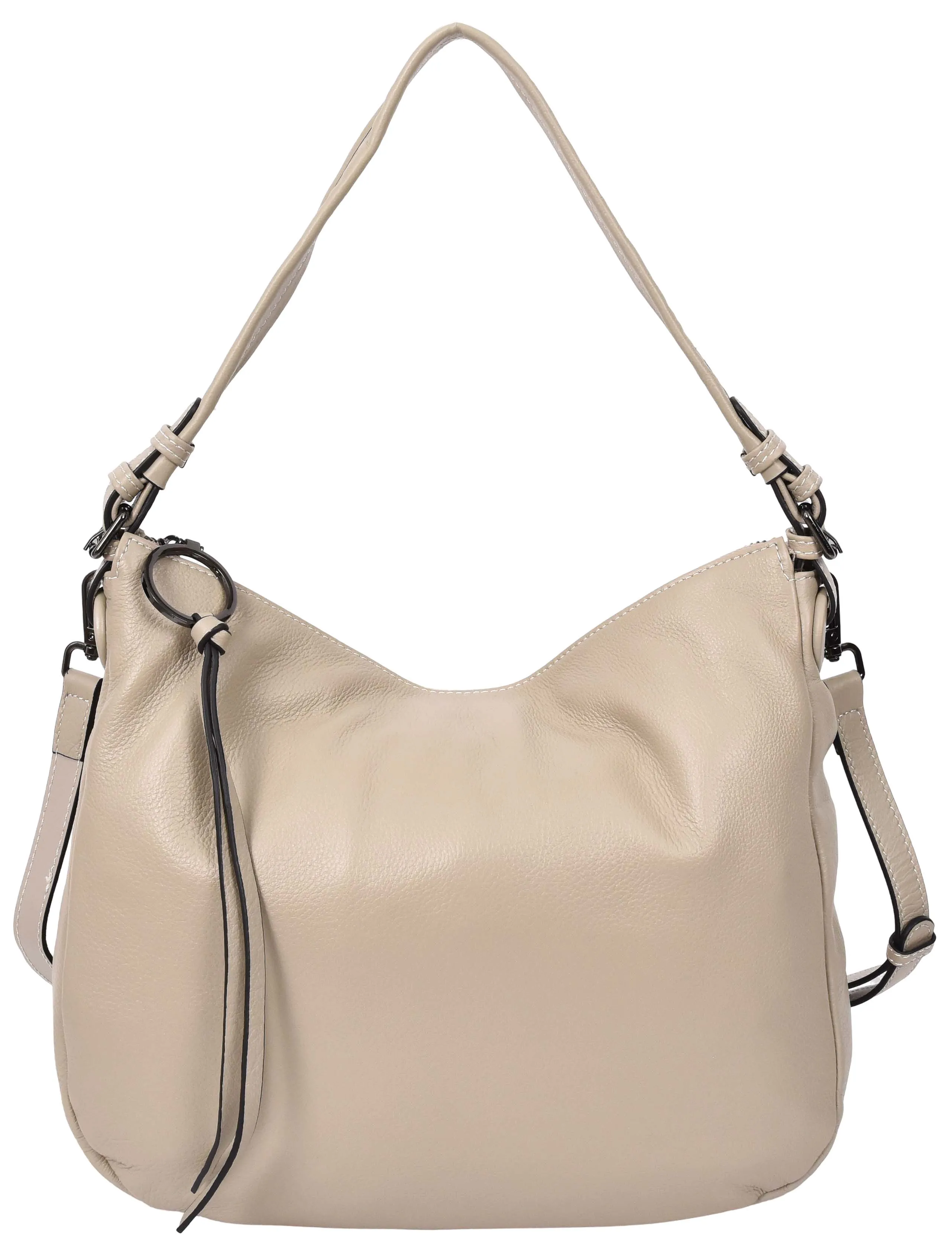 Ottawa Women's Genuine Leather Hobo Style Shoulder Handbag Taupe