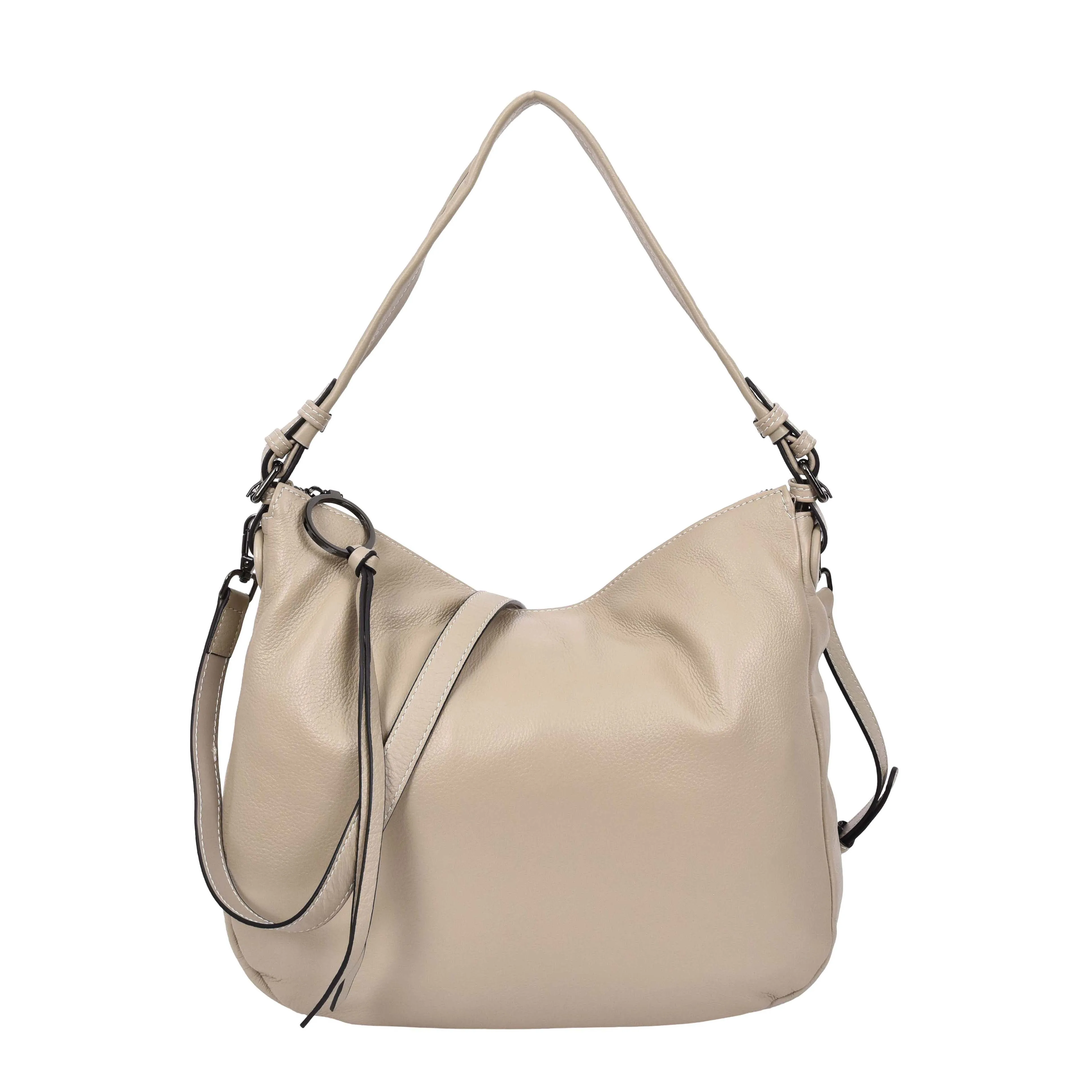 Ottawa Women's Genuine Leather Hobo Style Shoulder Handbag Taupe