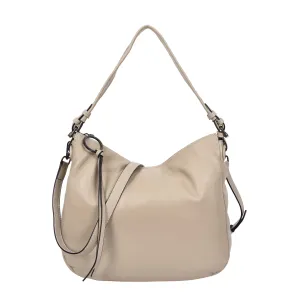 Ottawa Women's Genuine Leather Hobo Style Shoulder Handbag Taupe