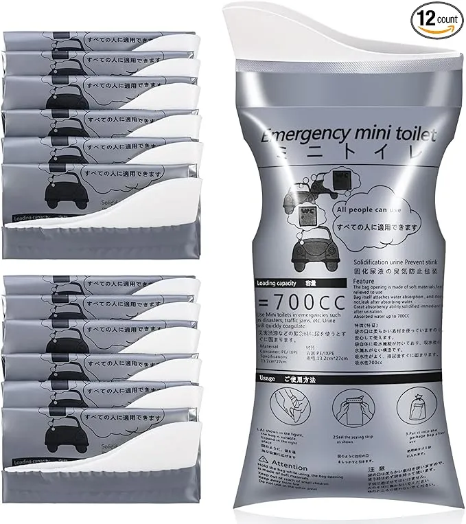 OUMEE 28/23/20/12/8 Pack Disposable Urine Bags, 700ML Travel Pee Bags Unisex Urinal Bag Vomit Bag for Travel Traffic Jam Emergency Portable Camping Urinal Bags for Men Women