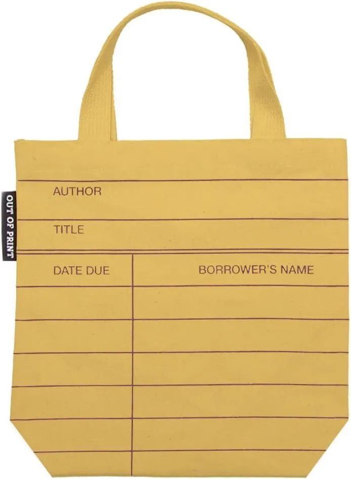 Out of Print Library Card Yellow Mini Tote Bag