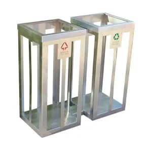 Outdoor/Indoor Trash Can Rectangular Combined Trash Bag Holder, Stainless Steel Garbage Bag Holder, Open Top Stainless Steel Classified Trash Can for Indoor and Outdoor Use Use in Backyard, Deck, or P