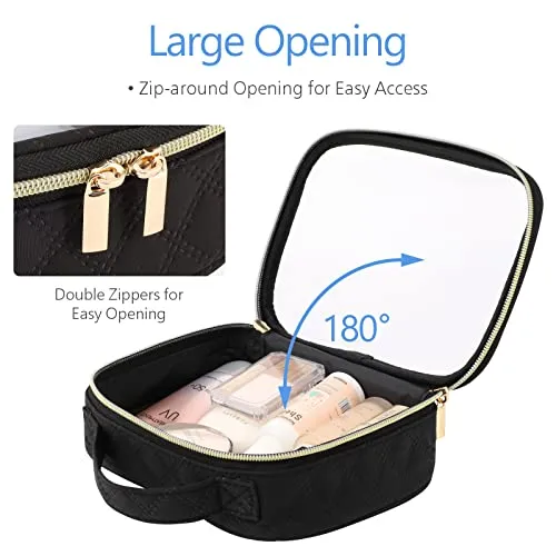 PACKISM Floral Texture Lace TSA Approved Toiletry Bag - 180° Opening Clear Makeup Bags in 2 Size, Clear Toiletry Bags with Handle, 0.5 mm Thick Non-deformable No Smell, Purple