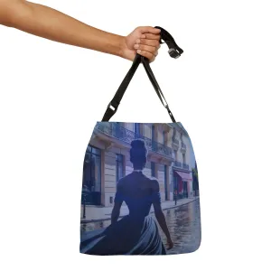 Parisian Stroll (Blue Gown) Adjustable Tote Bag (AOP)