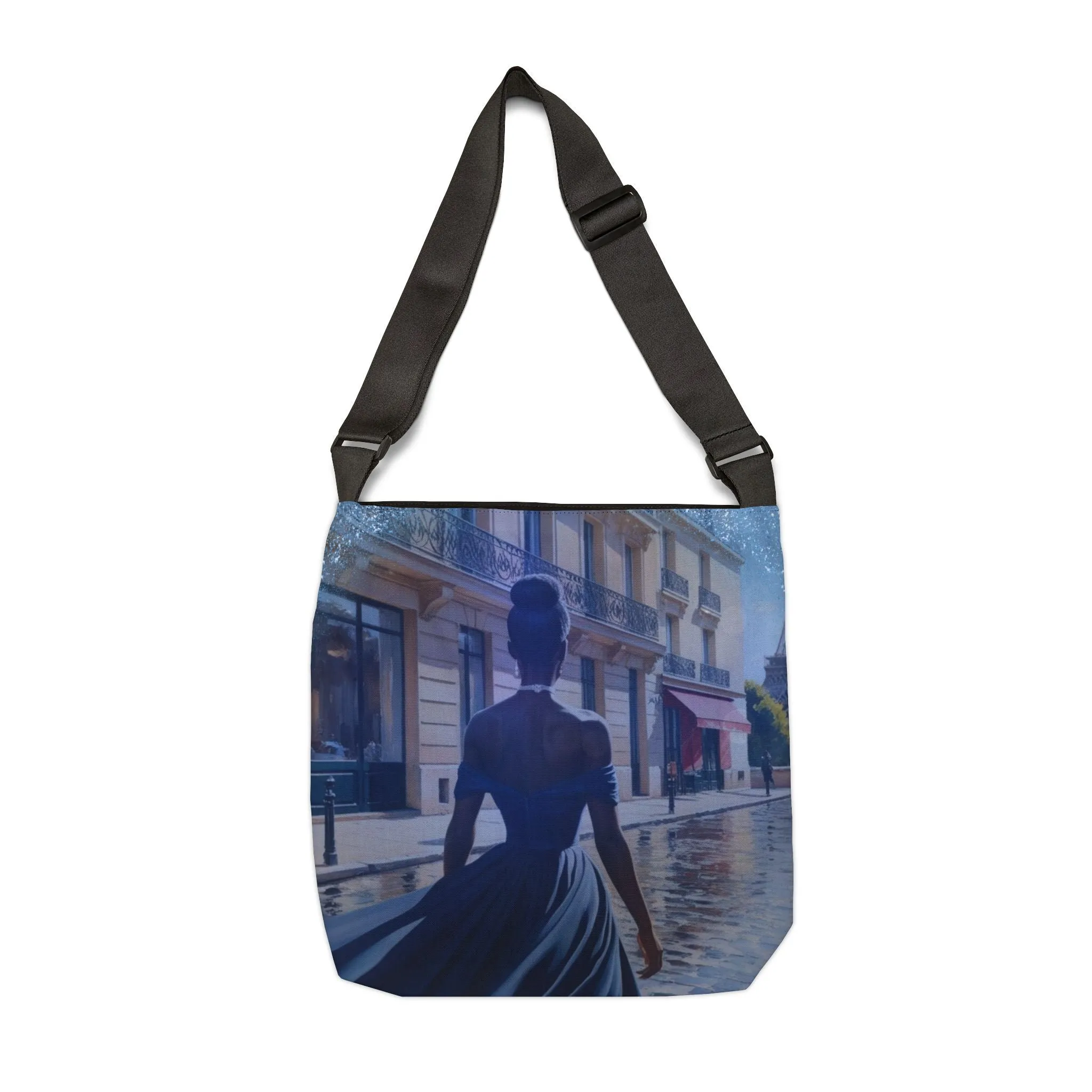 Parisian Stroll (Blue Gown) Adjustable Tote Bag (AOP)