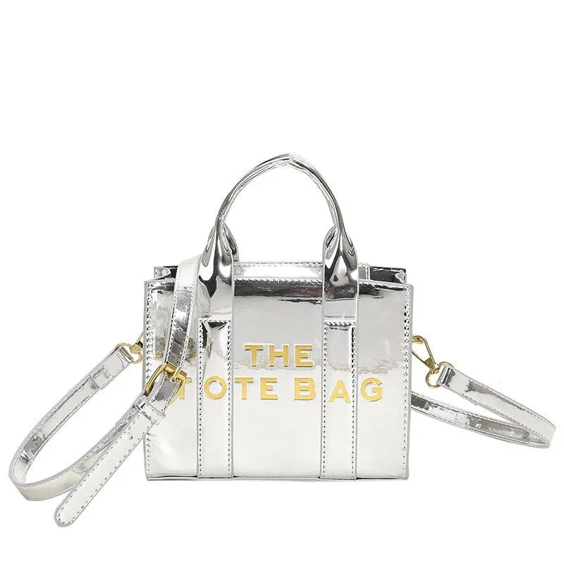 Patent Leather Tote Bags for Women 2023 New Luxury Designer Handbag High Quality Party Hip Hop Letter Fashion Woman Shoulder Bag