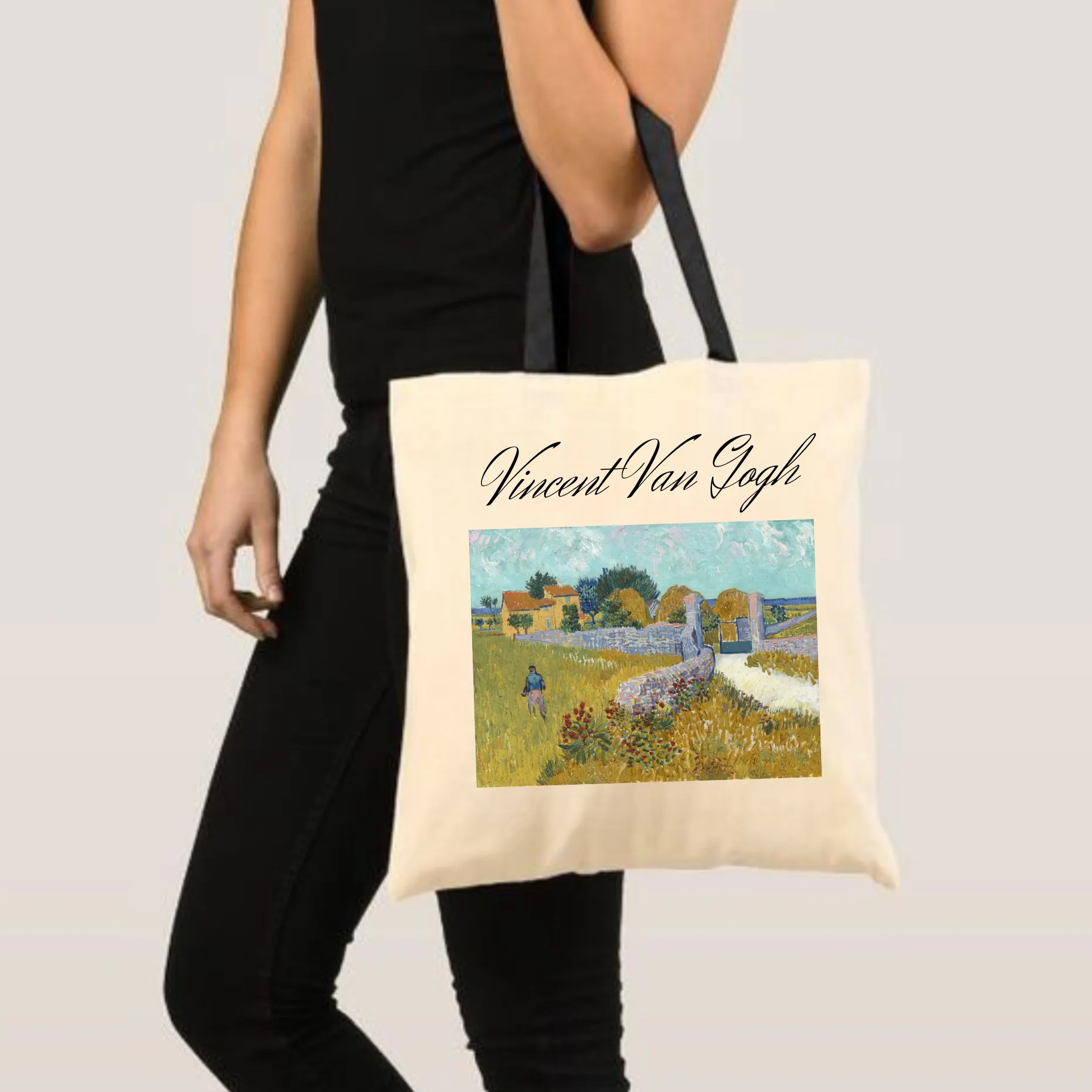 Peach Blossom Women's Cotton Printed Tote Bag With Zipper and Pouch | Pack Of 2 Combo