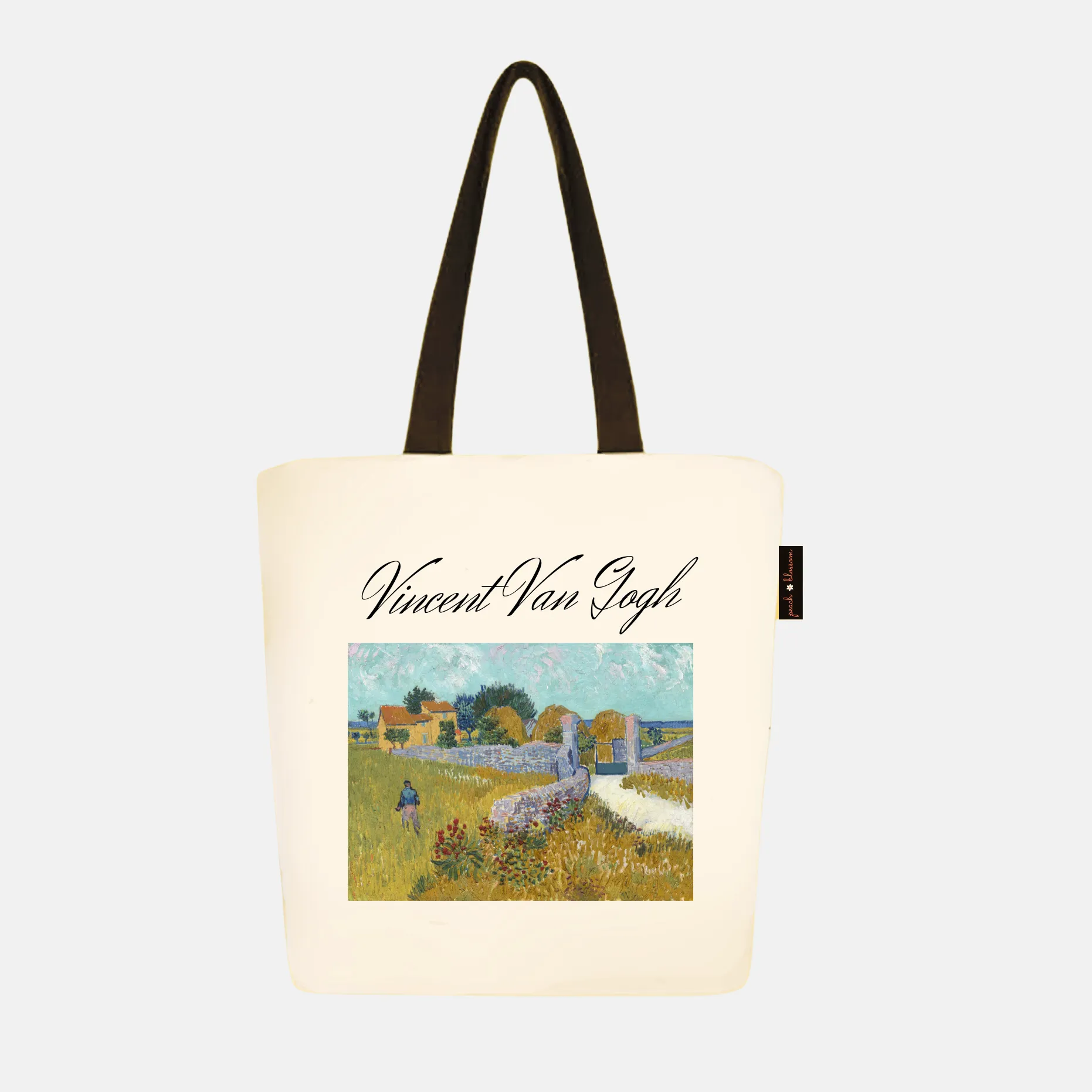 Peach Blossom Women's Cotton Printed Tote Bag With Zipper and Pouch | Pack Of 2 Combo